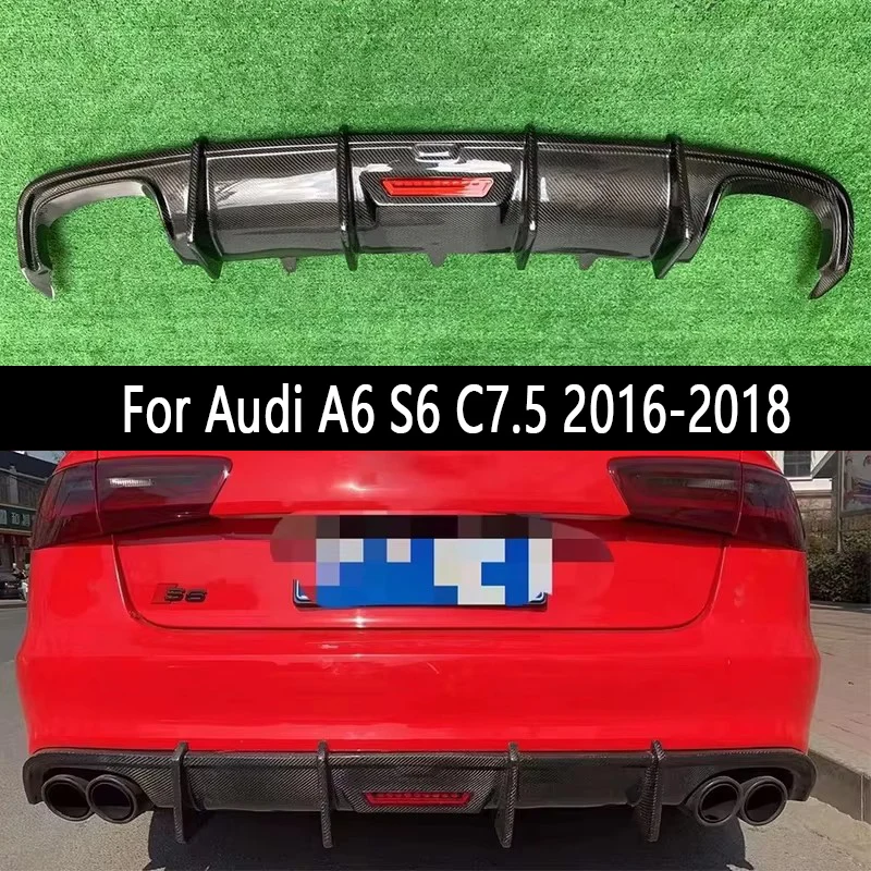 

For Audi A6 S6 C7.5 2016-2018 KB Style Carbon Fiber Car Rear Bumper Diffuser Rear Splitters Spoiler Back lip Auto Parts