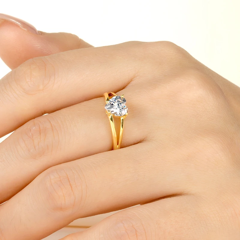 Rrjzz 7x7mm Cuore CZ Anello solitario con diamante simulato Colore oro argento Donna Proposta Anelli di fidanzamento per gioielli da sposa