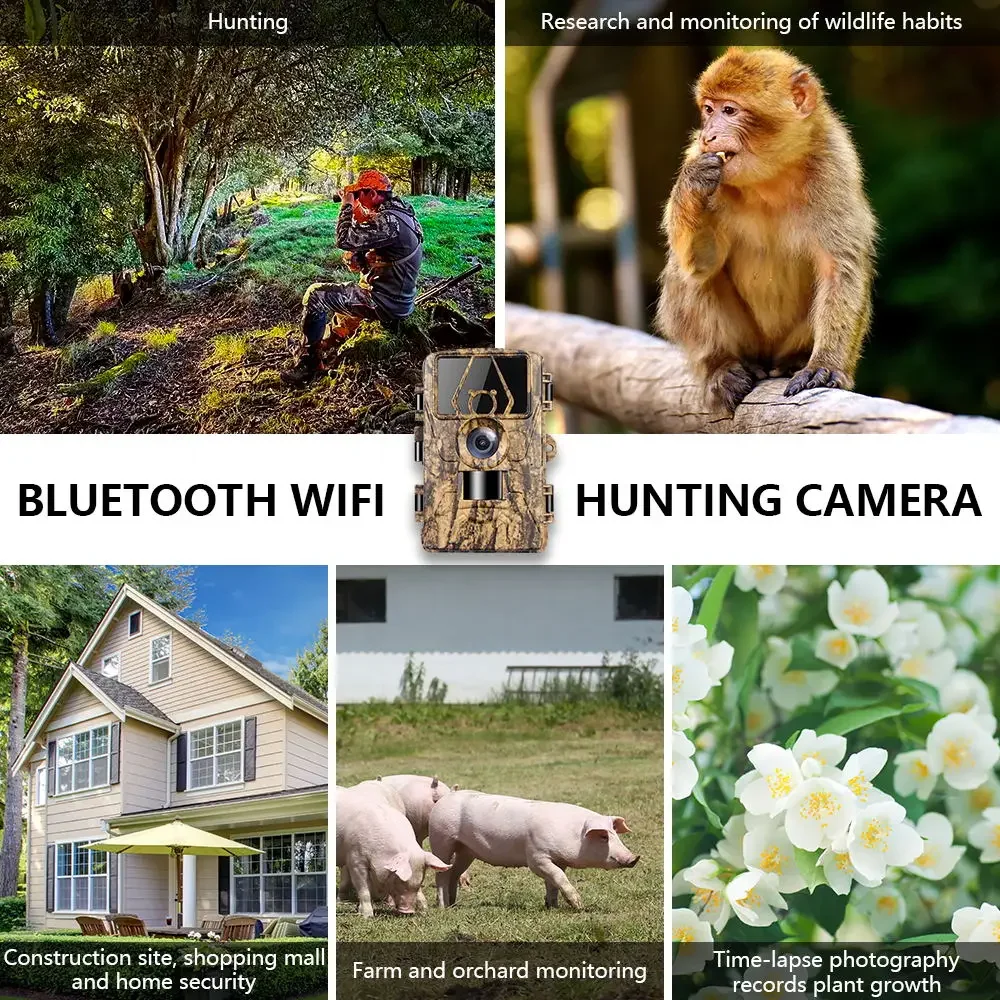 La telecamera da pista impermeabile 8K WiFi PR801W 60MP supporta la visualizzazione dell\'app per la visione notturna della caccia agli animali