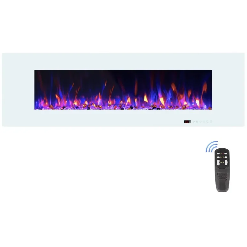 【الأكثر مبيعًا】مدفأة كهربائية بيضاء مقاس 50 بوصة من Luxstar مع لوحة شاشة لمس للتحكم عن بعد معلقة للاستخدام المنزلي