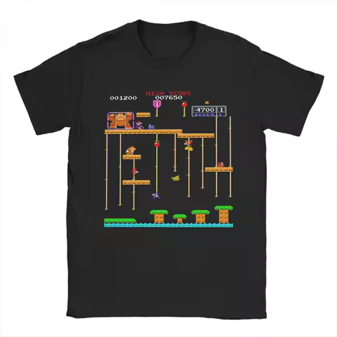 Funny Donkey Kong Video Games Tshirts Men's O-neck Short Sleeve Tops Cotton Summer TopsTops