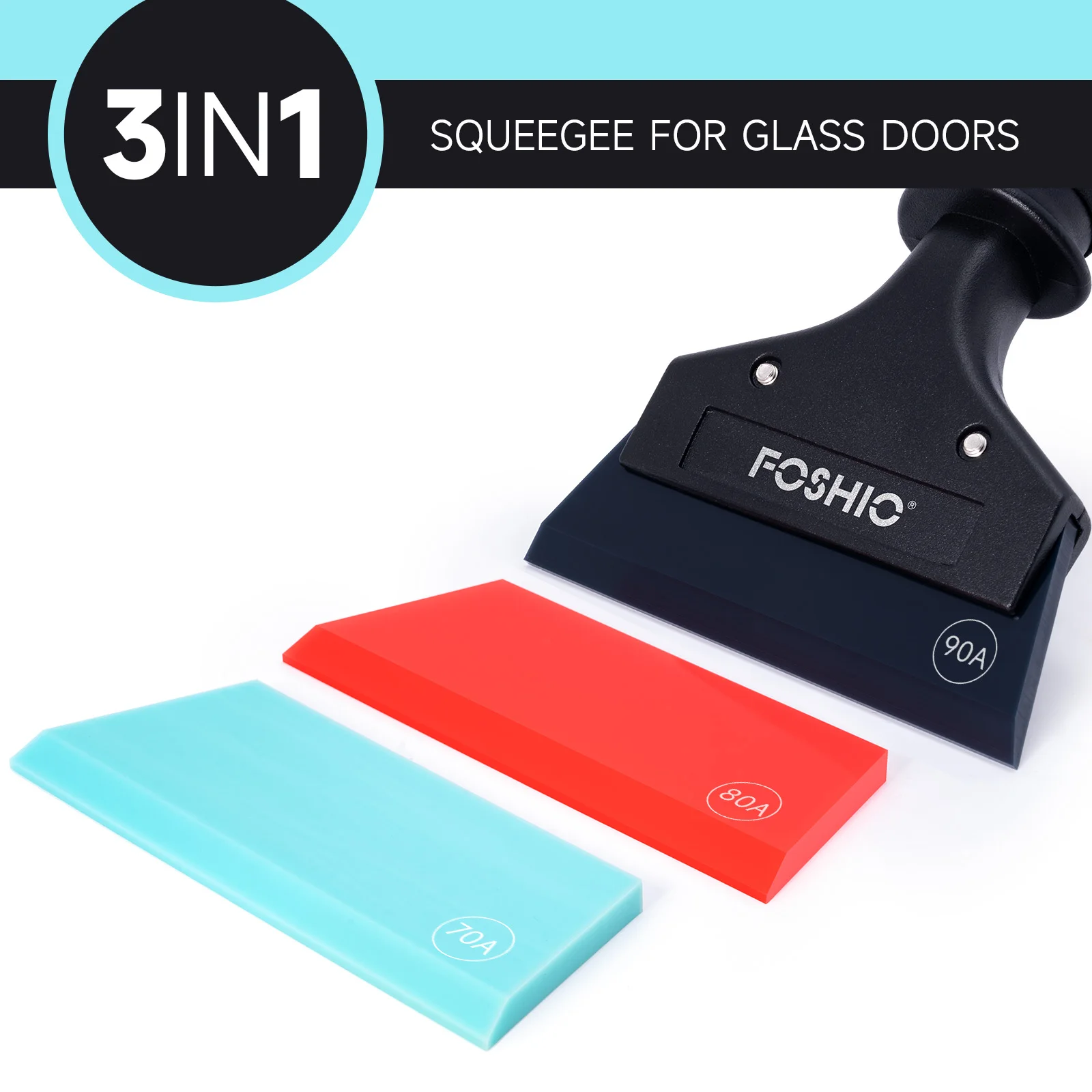 FOSHIO Car Tinting Squeegee Long Handle Snow Removal Water Wiper with Soft Rubber Blade Auto Window Glass Cleaning Scraper Tool