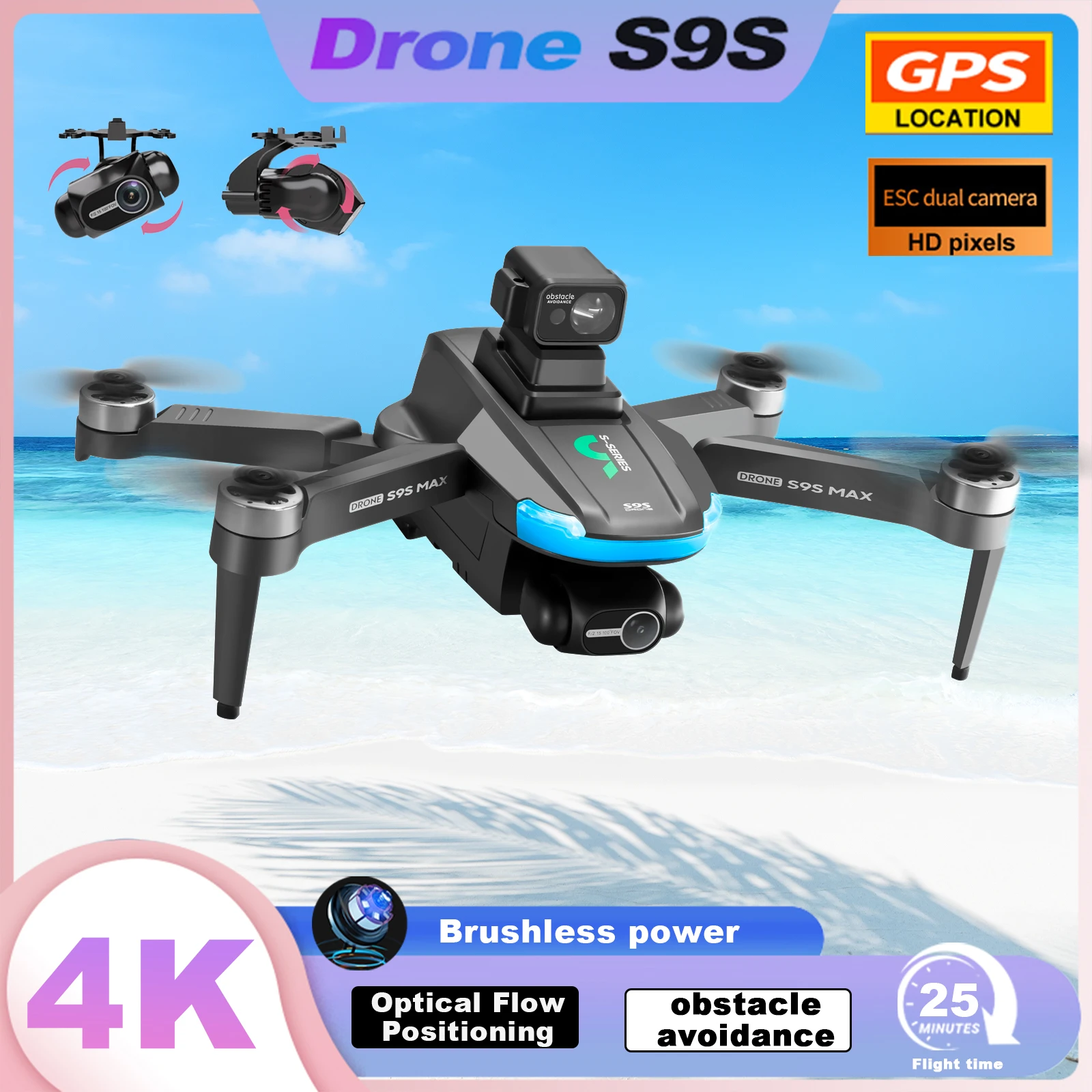 2024 New Profesional Drone LS-S9S GPS 4K HD Camera 2-Axis Gimbal Anti-Shake Aerial Brushless Foldable Quadcopter Dron 2km Sell