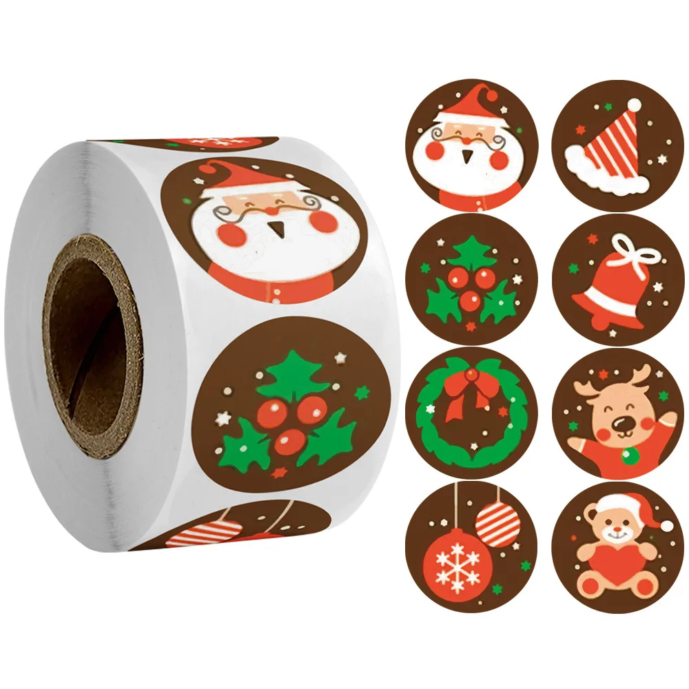 

100-500pcs 2.5cm Merry Christmas Holiday Greetings Decorative Gift Series Adhesive Stickers Labels Snowman Elk