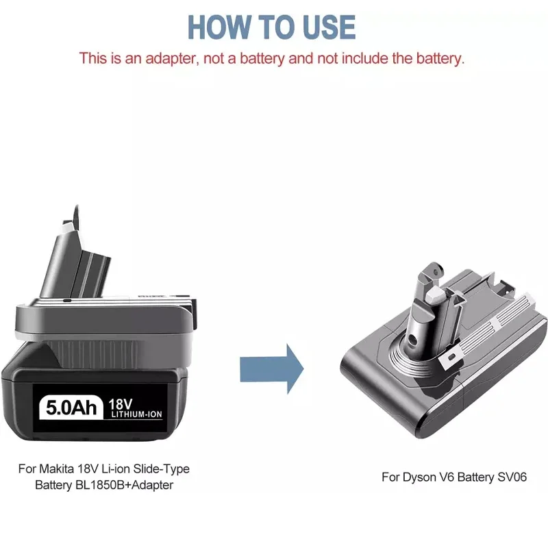 V6 Adapter for Makita for Dewal for Milwaukee 18V Li-ion Battery Converter To for Dyson V6 SV04 DC59 Vacuum Cleaner Tools Use