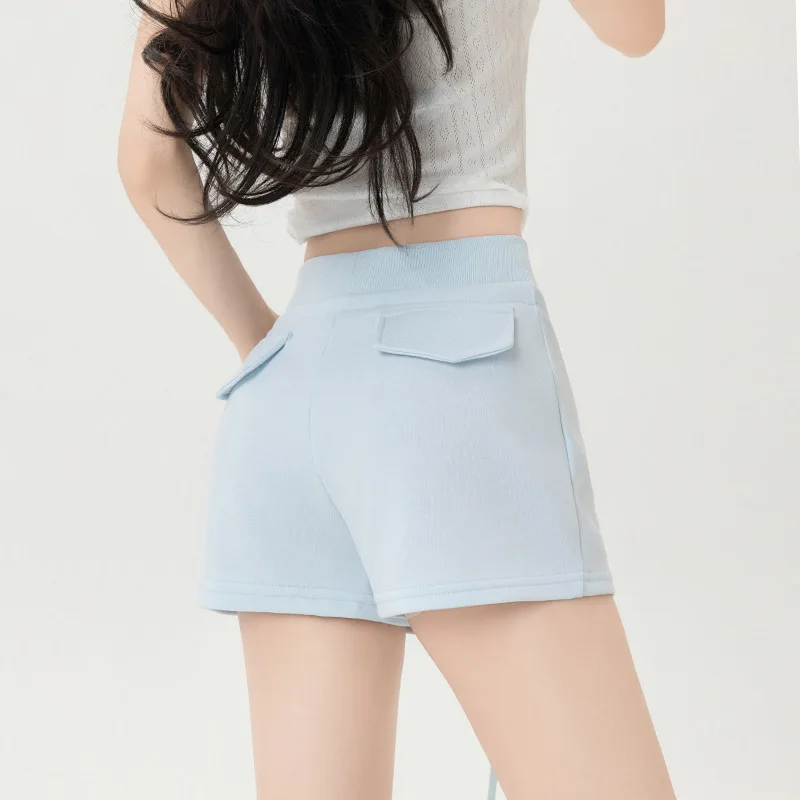 New Spice Girl Style Casual Sports Shorts for Women Clothing Summer Threaded Splicing High Waist Slim Three-Point Pants