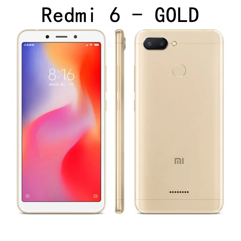 Xiaomi-Smartphone Redmi 6 Original, 4GB, 64GB, 13000mAh, 6,6 pulgadas, Google Play, huella dactilar, octa-core, Rom Global, 4G