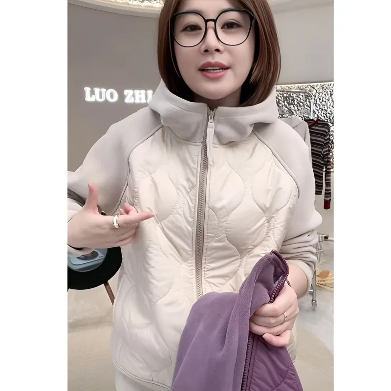 2025 Early Spring Thin Cotton Jacket Women's Hooded Cotton Jacket Top Women's New Padded Trench Coat Jacket Spring and Autumn