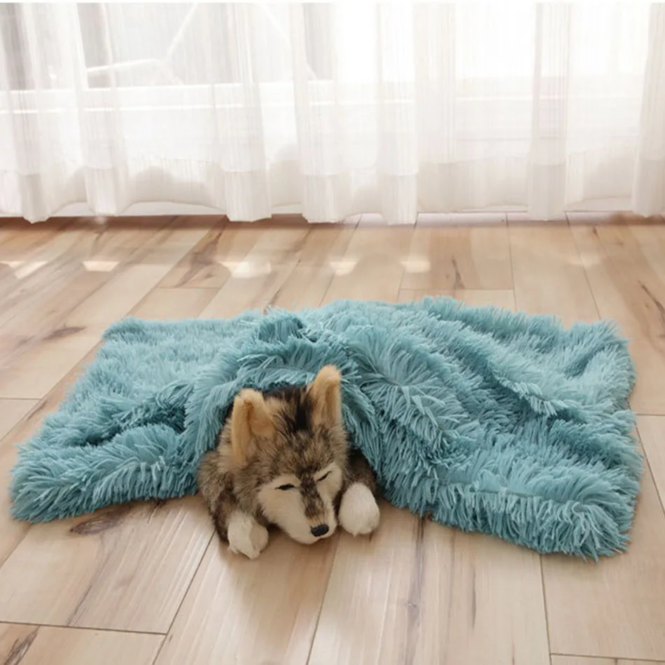 Dog Bed Mat Pet Cat Dog Plush Soft Warm Cushion Pet Washable Candy Colored Blanket Kennel Puppy Pet Cat Dog Supplies