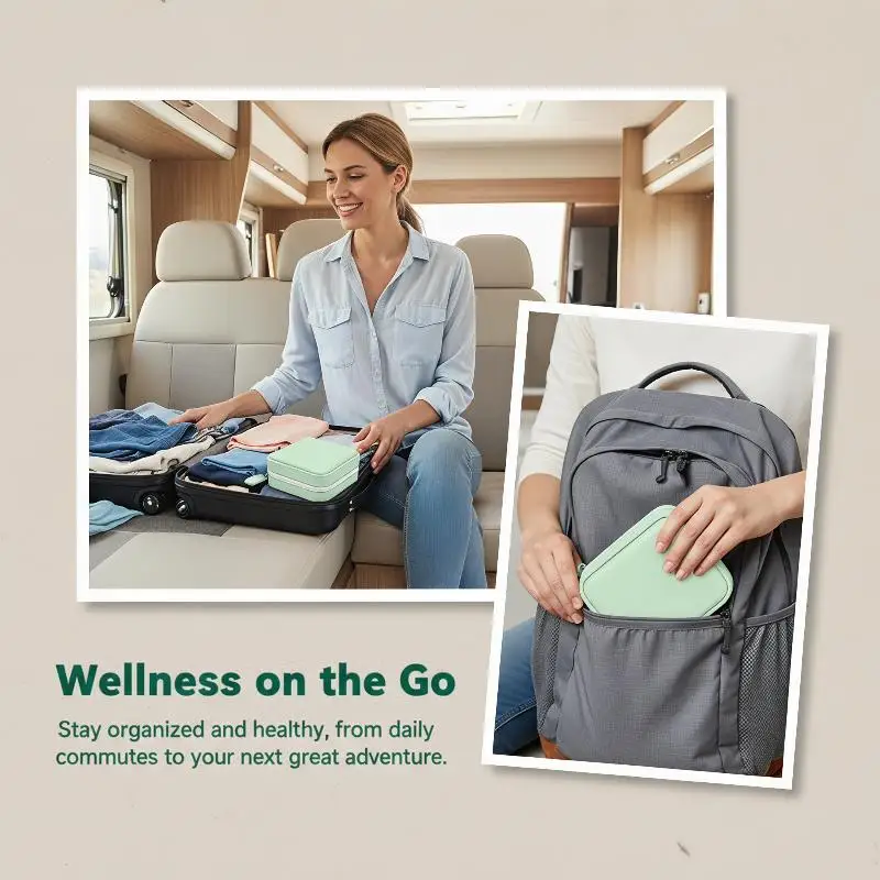 1 Set A8 Waterproof Pill Pouch Kit with 7 Color-Coded Pouches Writable Labels for Elderly Daily Medicine Classification