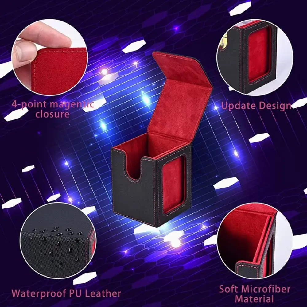 Display Window Game Card Organizer Single Sleeved Cards PU Leather Trading Card Storage Box Protectors Container Cards Case