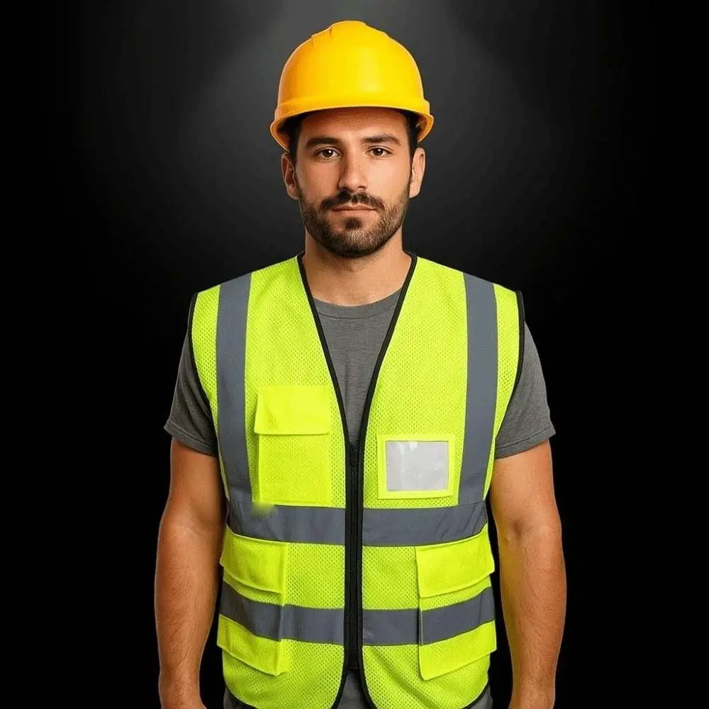 

High Visibility Reflective Vest with Pocket One Size Outdoor Safety Clothing Breathable Warning Safety Running Gear Traffic