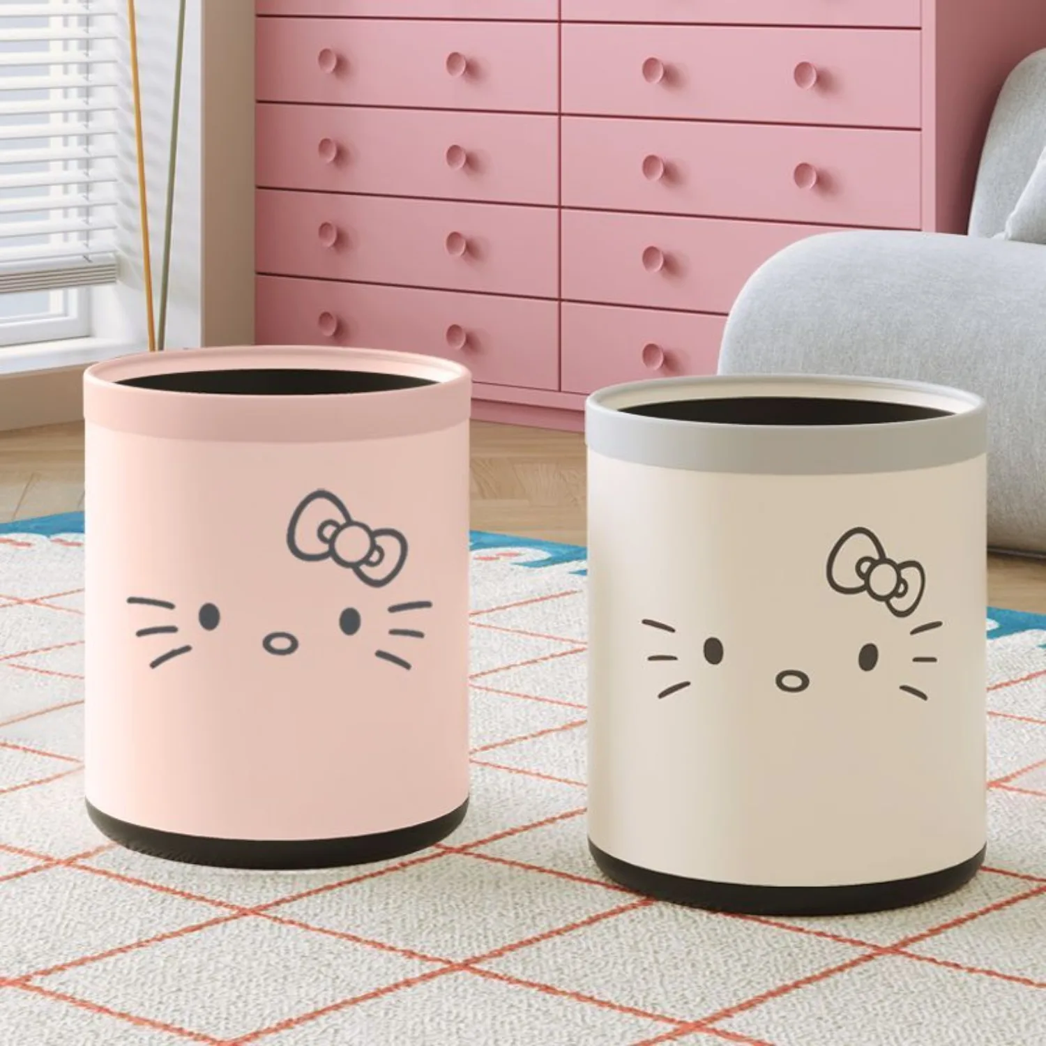 2026 Cute Sanrio HelloKitty My Melody Trash Can Home Decor Cartoon Anime Kawaii Ins Style for Bedroom Kitchen Holiday Gifts Toys view 3