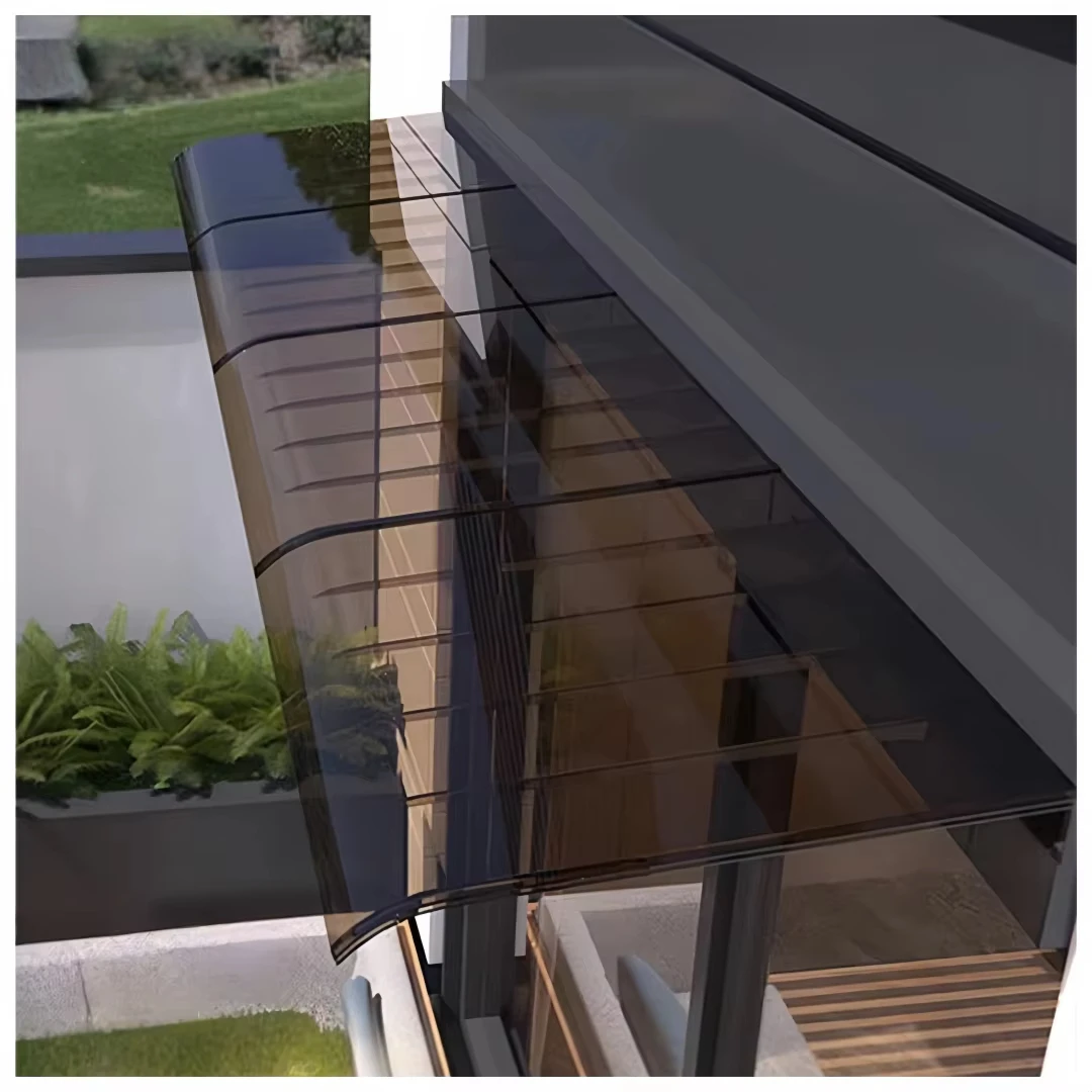 Modern design bronze invisibility awning with polycarbonate panel roof waterproof awning