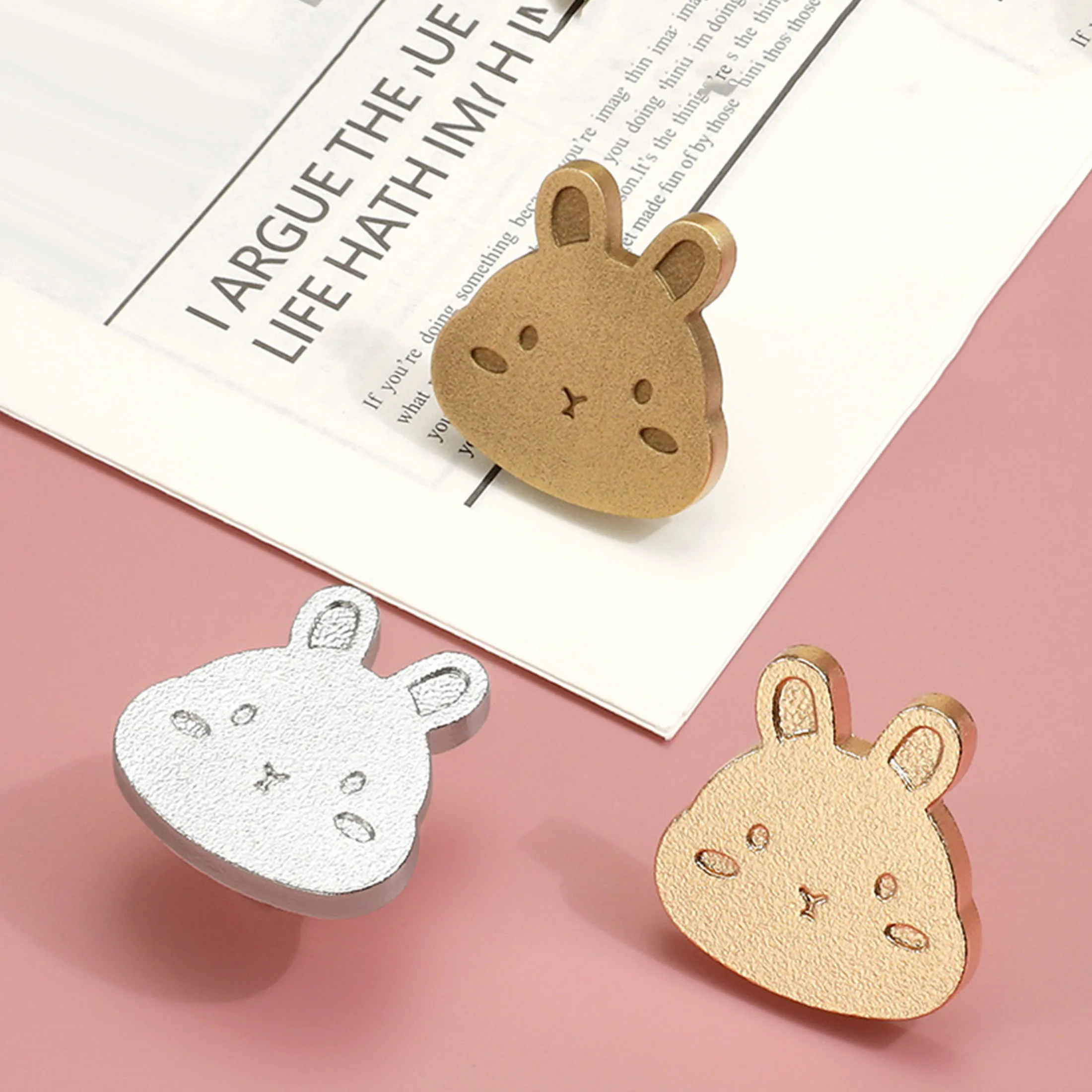 Cute Rabbit Design Creative Drawer Knobs Brass Home Decor Wardrobe Dresser Pulls for Children's Room Cartoon Furniure Hardware