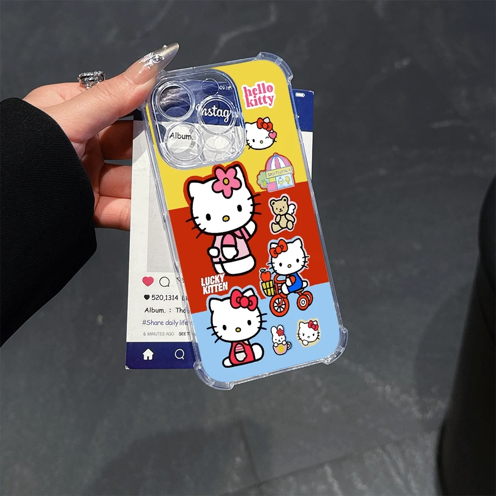

Прозрачный чехол для телефона Hello Kitty Cat для IPhone 15 Pro IPhone 16/15/14/13/12/11/x/xs/xs Max, чехлы для телефонов для девочек Hellokitty Sanrio Toys
