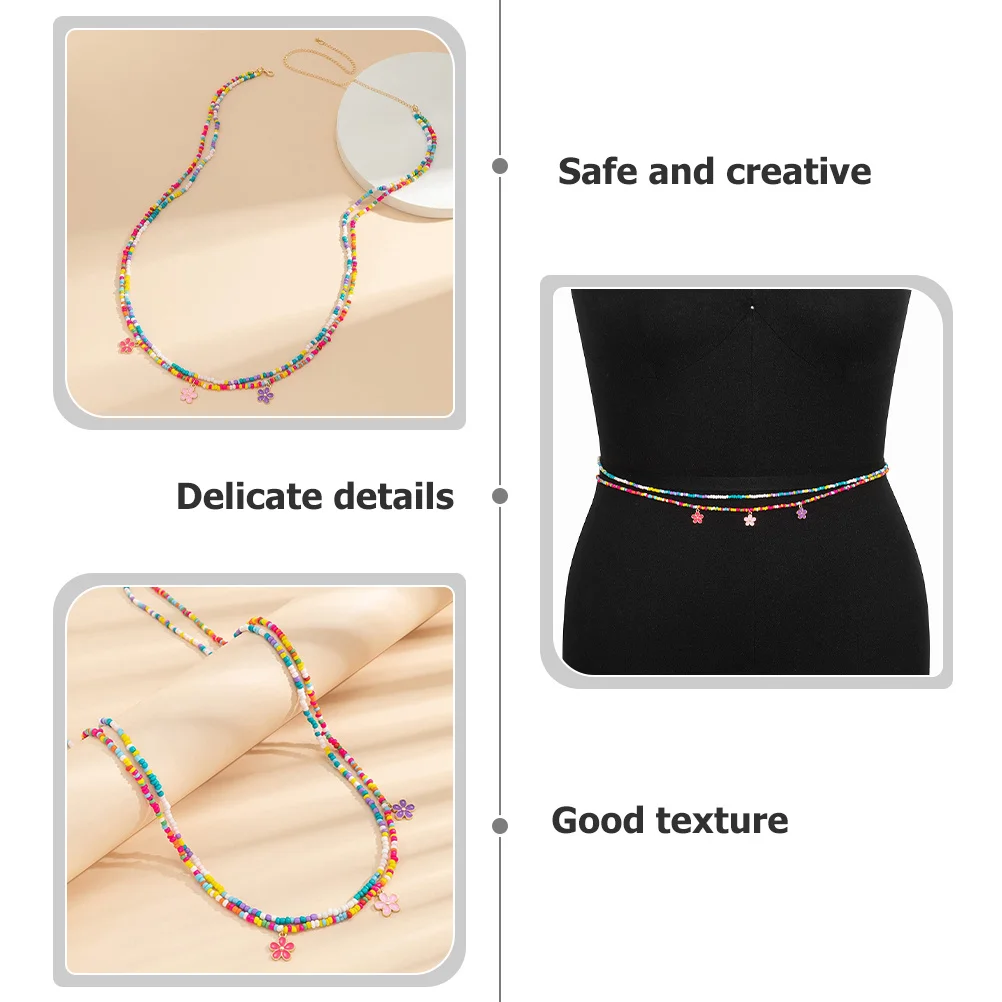 

Flower Pattern Beaded Waist Chain for Women Layered Body Jewelry Lightweight Fashion Accessory for Summer Events