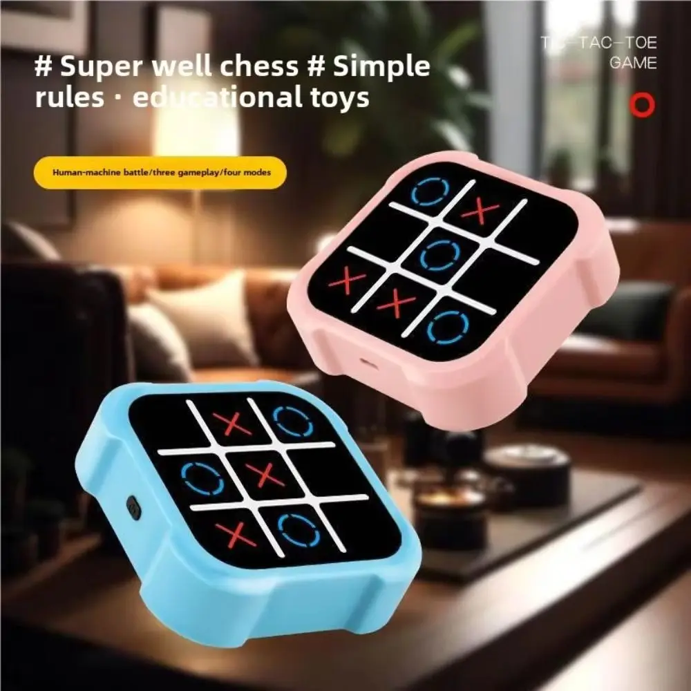 

USB Rechargeable Tic-Tac-Toe Handheld Game Montessori Memory Growth Handheld Puzzle Game Console Thinking Exercise Interest