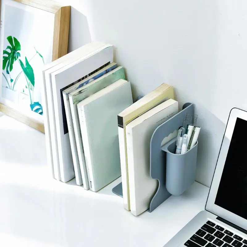 

Book Ends Adjustable File Holder With Pen Holder Reusable School Supplies Heavy Duty Storage Rack For Home Studio School
