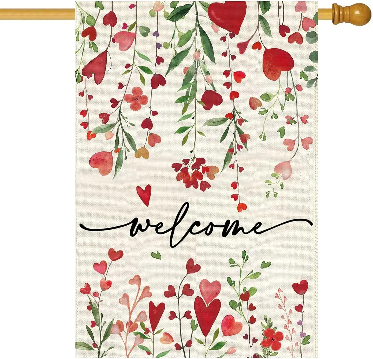 Baccessor Bandeira de Boas-Vindas para o Dia dos Namorados 28 X 40 Polegadas Vertical Dupla Face Coração Vermelho Floral Jardim Primavera Fazenda TTW GGO