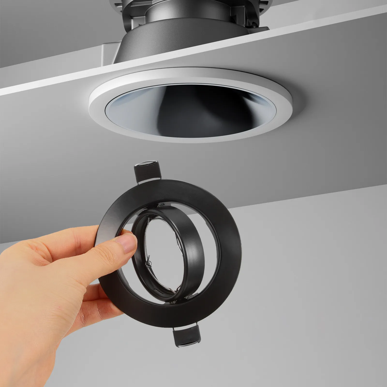 LED Spotlight Trim Ring Heavy Duty Iron Recessed Light Frame Ceiling Lamp Mounting Shell Metal Recessed Lighting Trim Cover