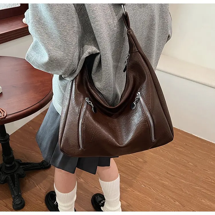 

2026 New High-end Sense Personalized Fashion Large-capacity Tote Bag Soft Leather Trend Niche Versatile Handbag Women