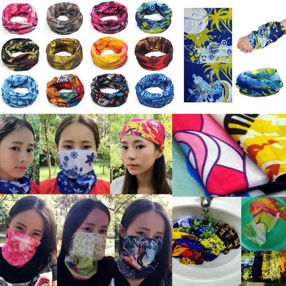 Geometric Printing Cycling Bandana Headwear Fishing Headband Moto Bicycle Hijab Head Scarf Mask Shield Men/Women Shield Mask