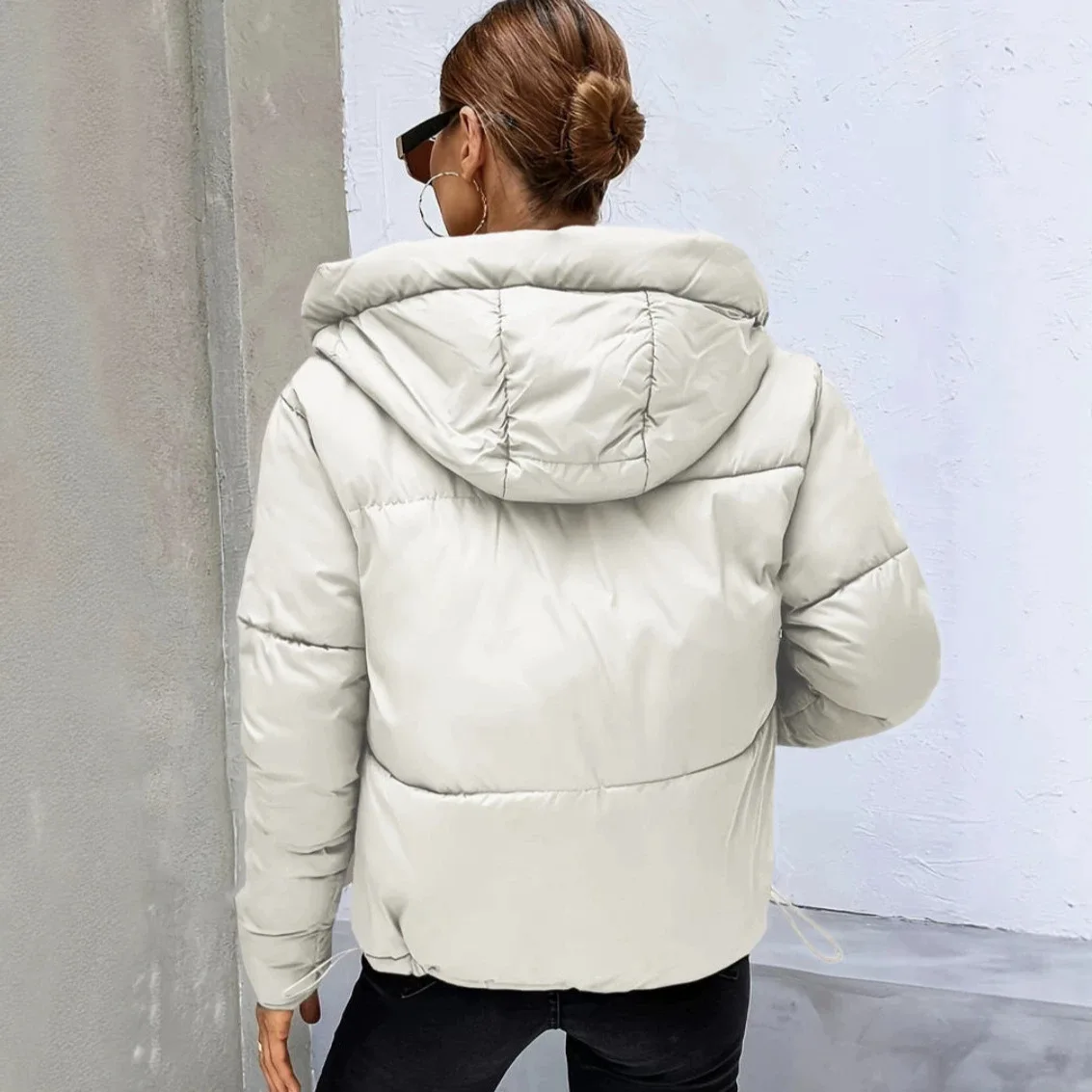 Puffy Hooded Down Jacket Women 2026 Winter Thick Warm Quilted Cotton Padded Coat Stylish Outdoor Parkas Casual Daily Wear куртка