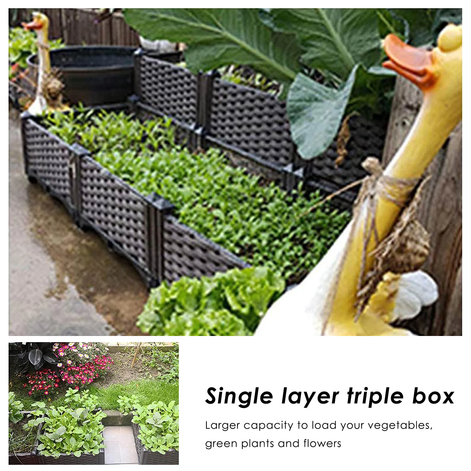 Raised Garden Bed Plastics Rattan Elevated Garden Bed Elevated Planting Container Fence For Herbs Vegetables Flowers Strawberr