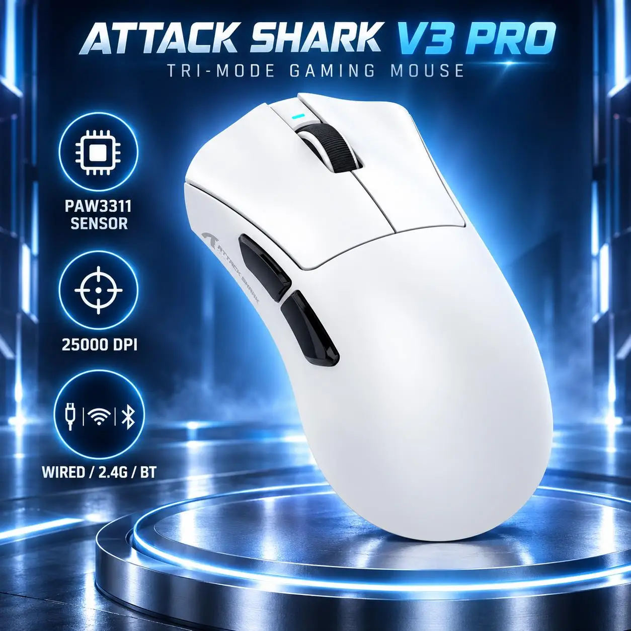 Attack Shark V3PRO Portable Gaming Mouse 400IPS 40G Acceleration OMRON 100M Switch Type-C Rechargeable Mouse