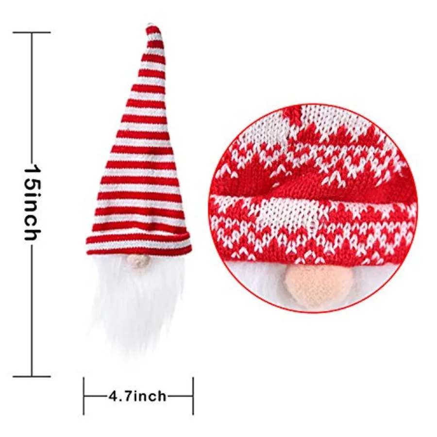 Christmas Gnome Wine Bottle Covers, 4 Pack Swedish Tomte Decorative Wine Bottle Toppers Santa Scandinavian Plush Champagne Cove
