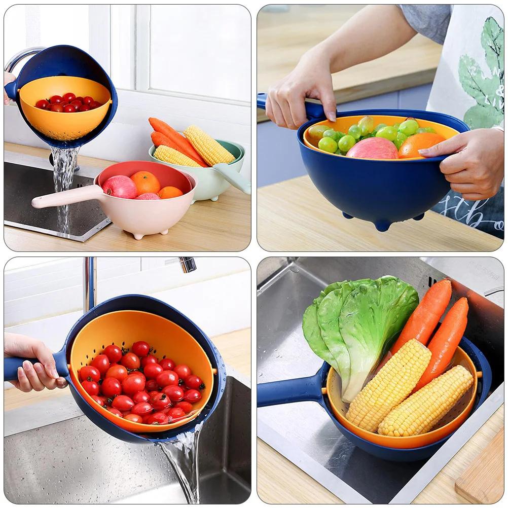 

Double-Layer Drain Basket With Filter For Fruit Vegetable Washing Drying Storage Kitchen Filter Basket Home Camping Use