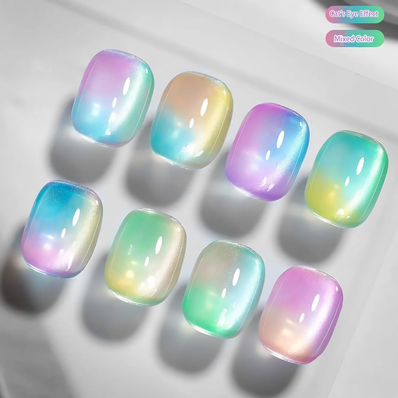 ZH 1 PCS The Latest Nail Art Summer Dopamine Color Sheer Nail Gel Polish Orange Yellow Blue Colorful Cat Eye Gel Nail Polish