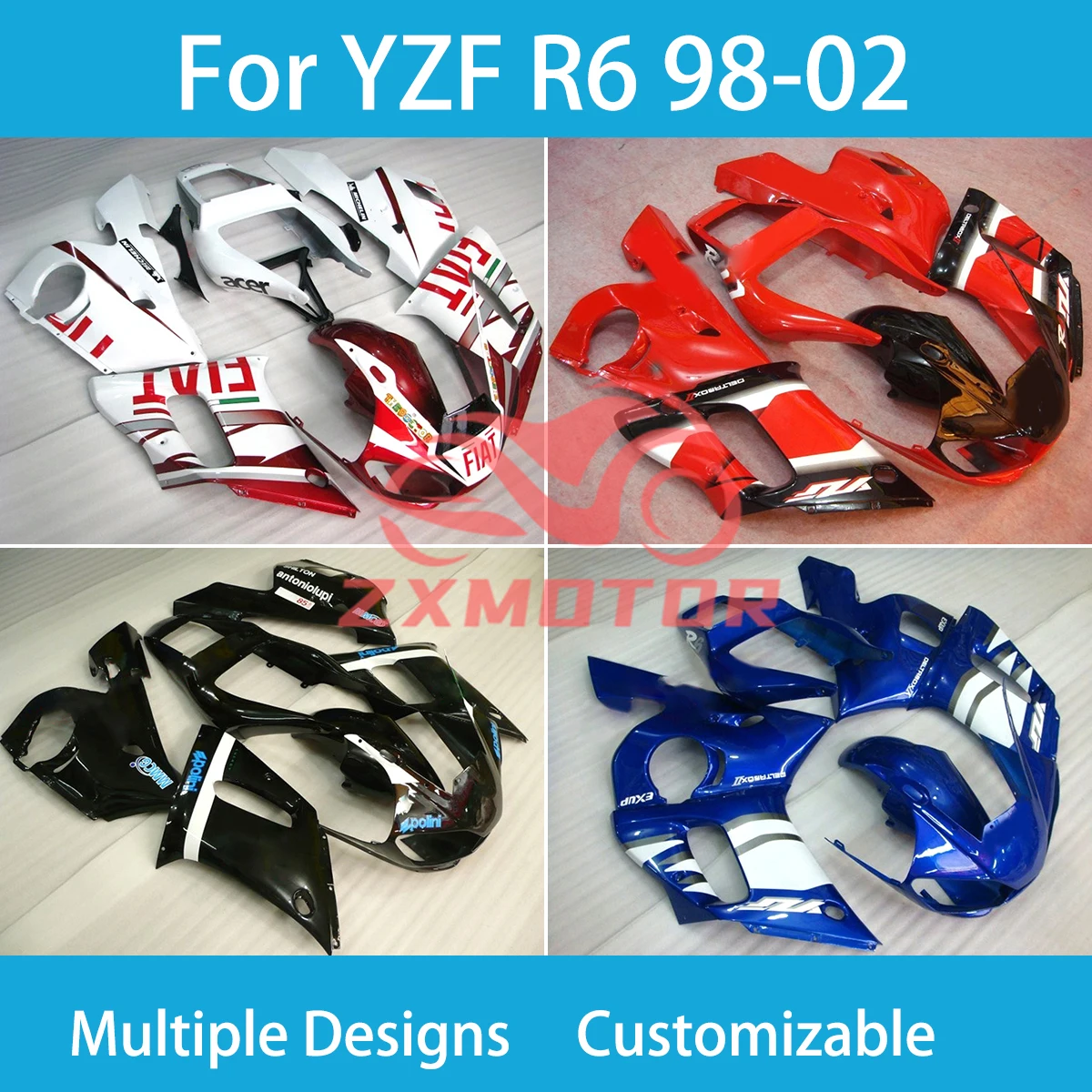 Fairing Kit for Yamaha YZF-R6 98 99 00 01 02 ABS Injection Bodywork Set Motorcycle Fairings R6 1998 -2002