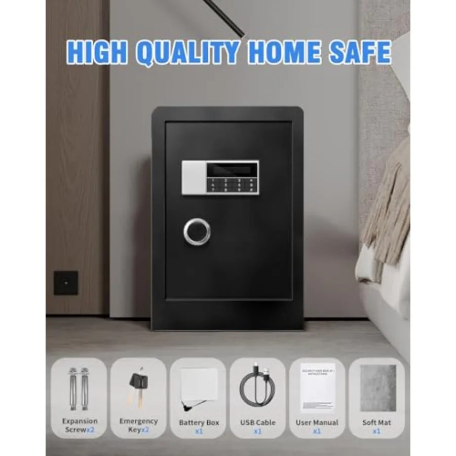 8.4 CuFt Heavy Duty Home Safe Box with Secure Digital Keypad Key Lock LCD Screen Removable Shelf and Sensor Light for Secure St