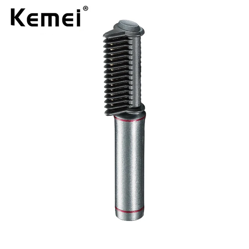 Kemei Cordless Electric Hair Straightener Brush Women Rechargeable Hair Straightening Comb Professional Salon Styling Tools Iron