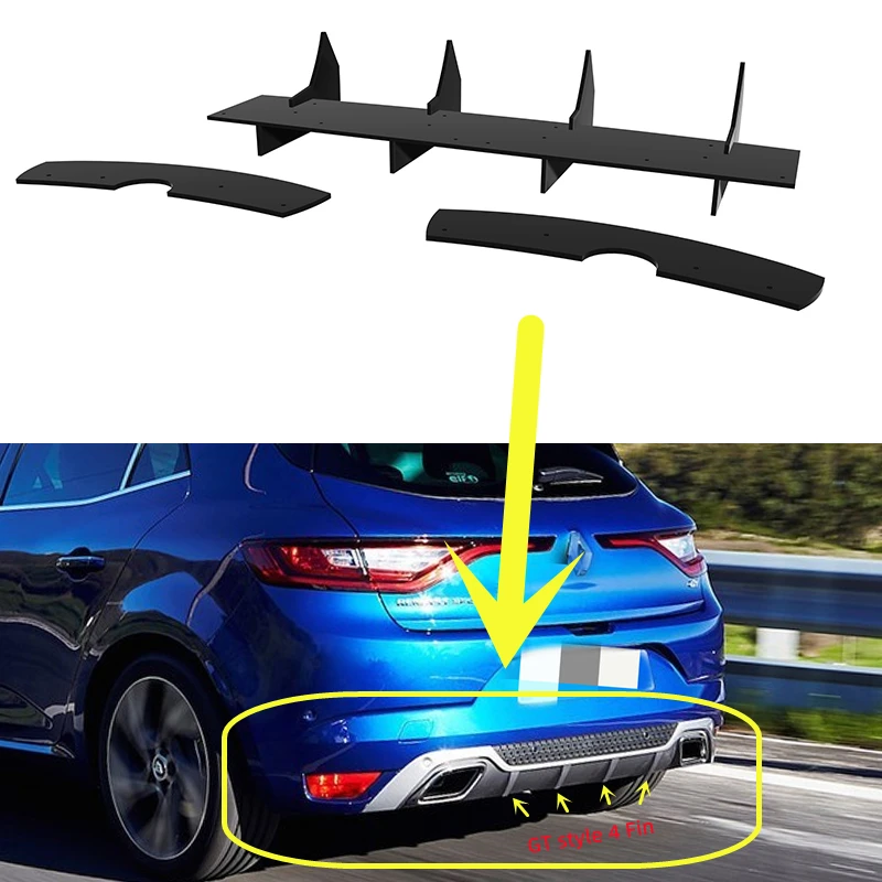 Fit Renault Megane GT Style 2015 2016 Year Rear Diffuser Bumper Lips Spoiler Splitter Body Kit Accessories