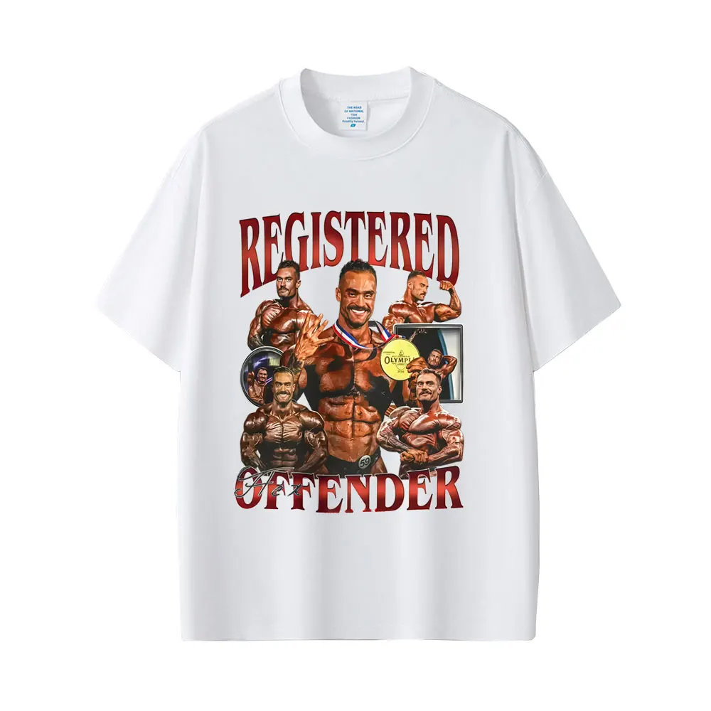 Registered Flex Offender T-shirt Men Women Casual Geek Fitness Oversized T Shirts Men's Tops Funny Workout Bodybuilding T-shirts