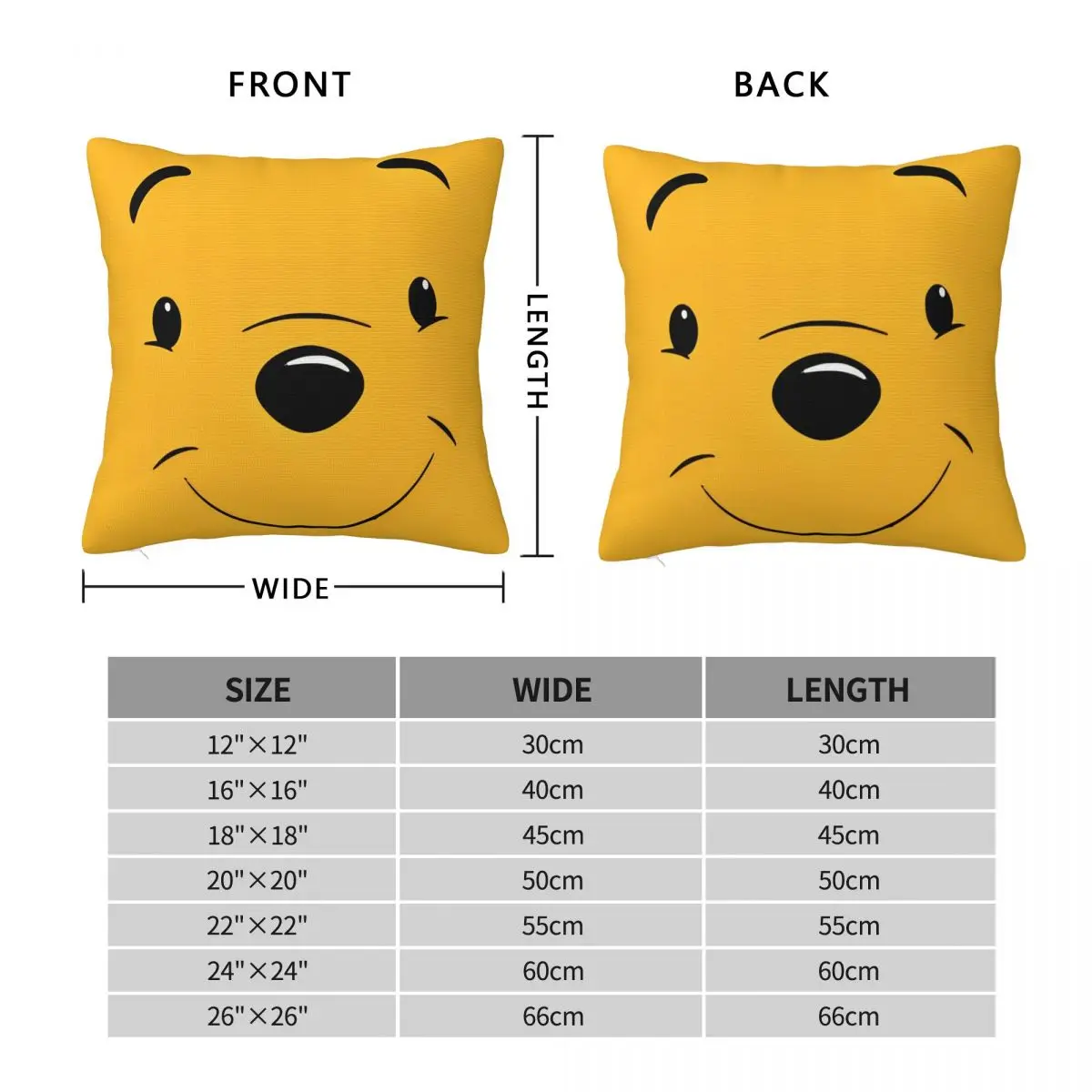 سعيد الدب الوجه ويني ذا بوه كيس وسادة مربع غطاء الوسادة مضحك سستة المخدة الزخرفية للمنزل 18"