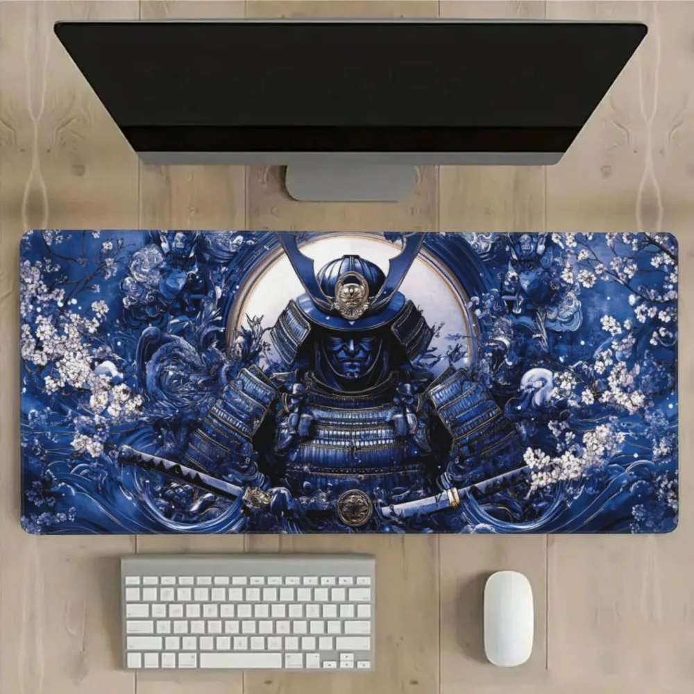 Multi-functional mouse pad - Samurai pattern, armor and wave shield design, sturdy and non-slip alfombrillas para escritorio