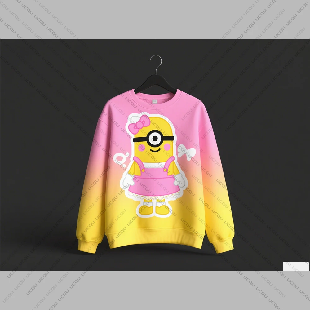 2025 Autumn Winter Sports Sweatshirt Hello Kitty Minions IP Character Fusion Pattern Essential For Personalized And Trendy Style