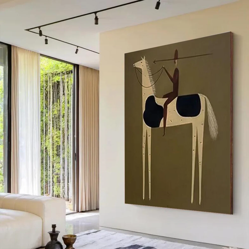 Modern Nordic Knights Abstract Oil Painting Abstract Handmade Wall Art Picture on Canvas Mural Decor Living Room Home