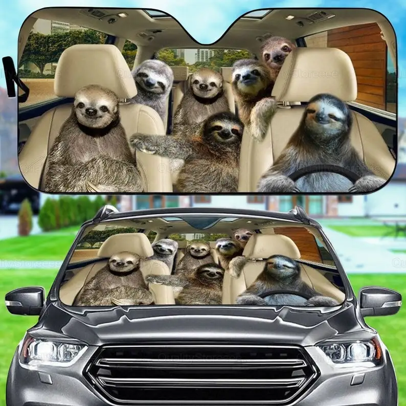 

Sloth Family Car Sunshade, Dogs Family Sunshade, Dog Car Accessories, Car Decoration, Gift For Dad, Mom, Gift Owner Dog