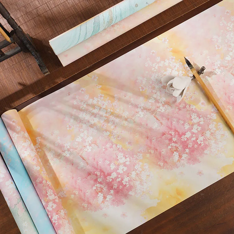 10m Wax-Dyed Xuan Paper Roll Half-Cooked Rice Paper Long Scroll for Chinese Calligraphy and Brush Painting Art Creation