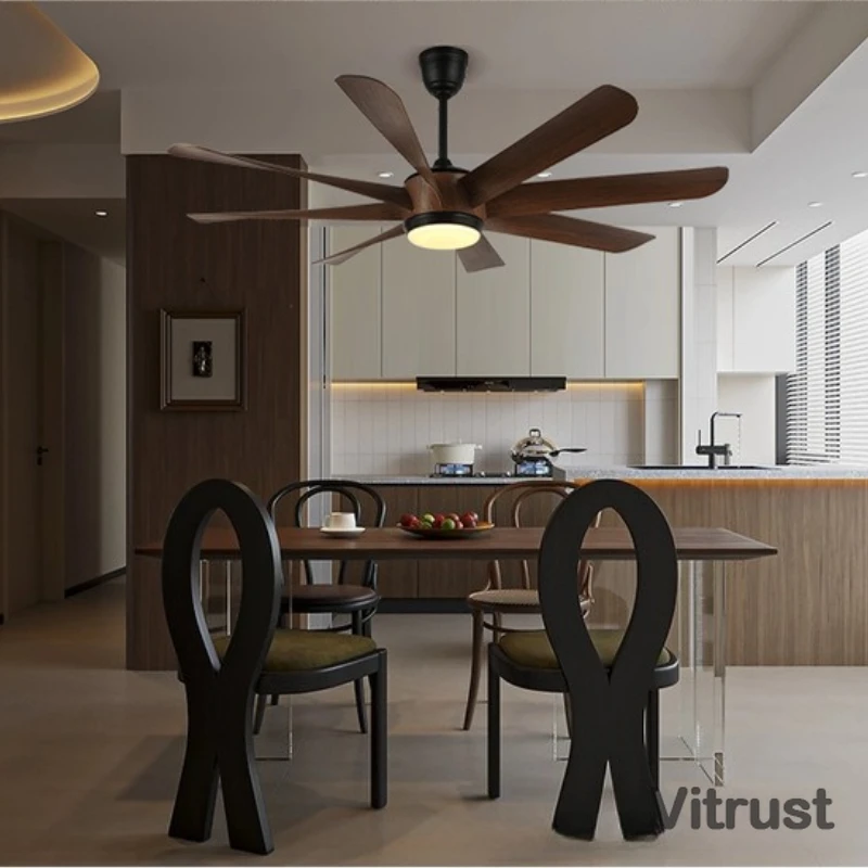 60 Inch Modern Ceiling Fan Lamp 8 ABS Blades High Air Volume Silent Fan For Dining Living Room Home Use
