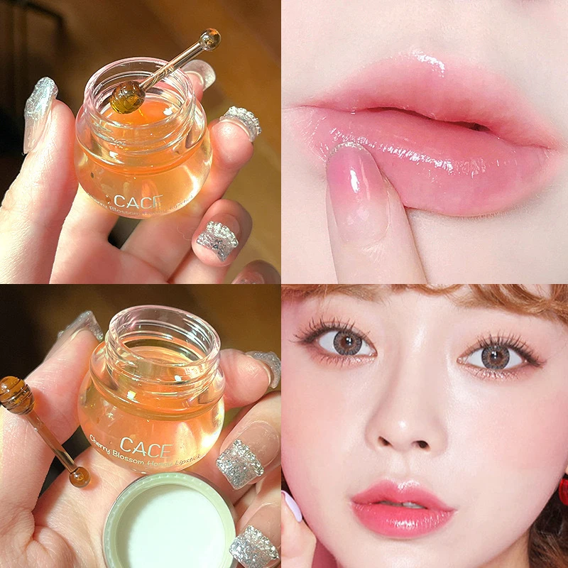 Cherry Blossom Honey lipstick Gloss Moisture Repair Cracks Lip Plumper Extreme Korean Lip Oil Care Cosmetics Pink Tender Lips