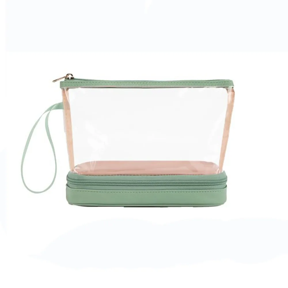 

New PVC Travel Makeup Bag Double-layer Large Capacity Clear Cosmetic Bag Waterproof Dry and Wet Separation Toiletry Bag
