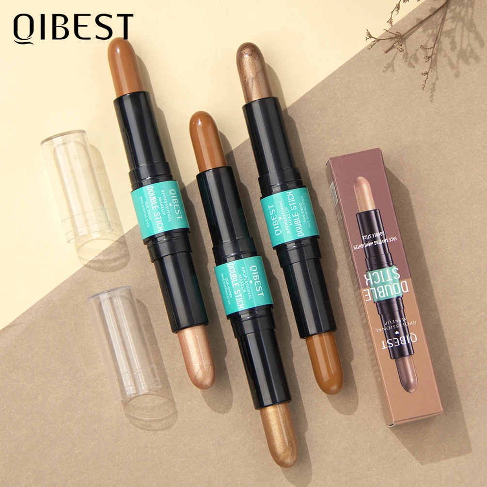 QIBEST-Stylo correcteur de réparation de l'ombre de l'Antarctique, contour de surbrillance à double tête, utilisation touristique, cosmétique pour le visage, maquillage de fard à barrage, anciers 2 en 1