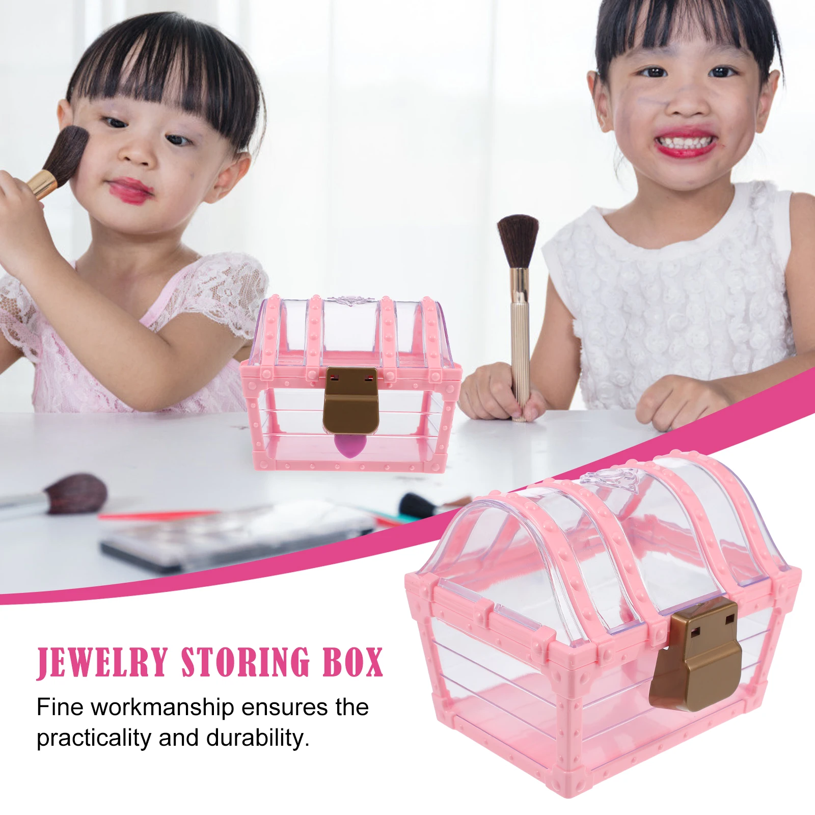 

1 Set Of Diamond Storage Box With Lock Lovely Jewelry Organizer Girlish Treasure Case For Necklaces Rings Hairbands