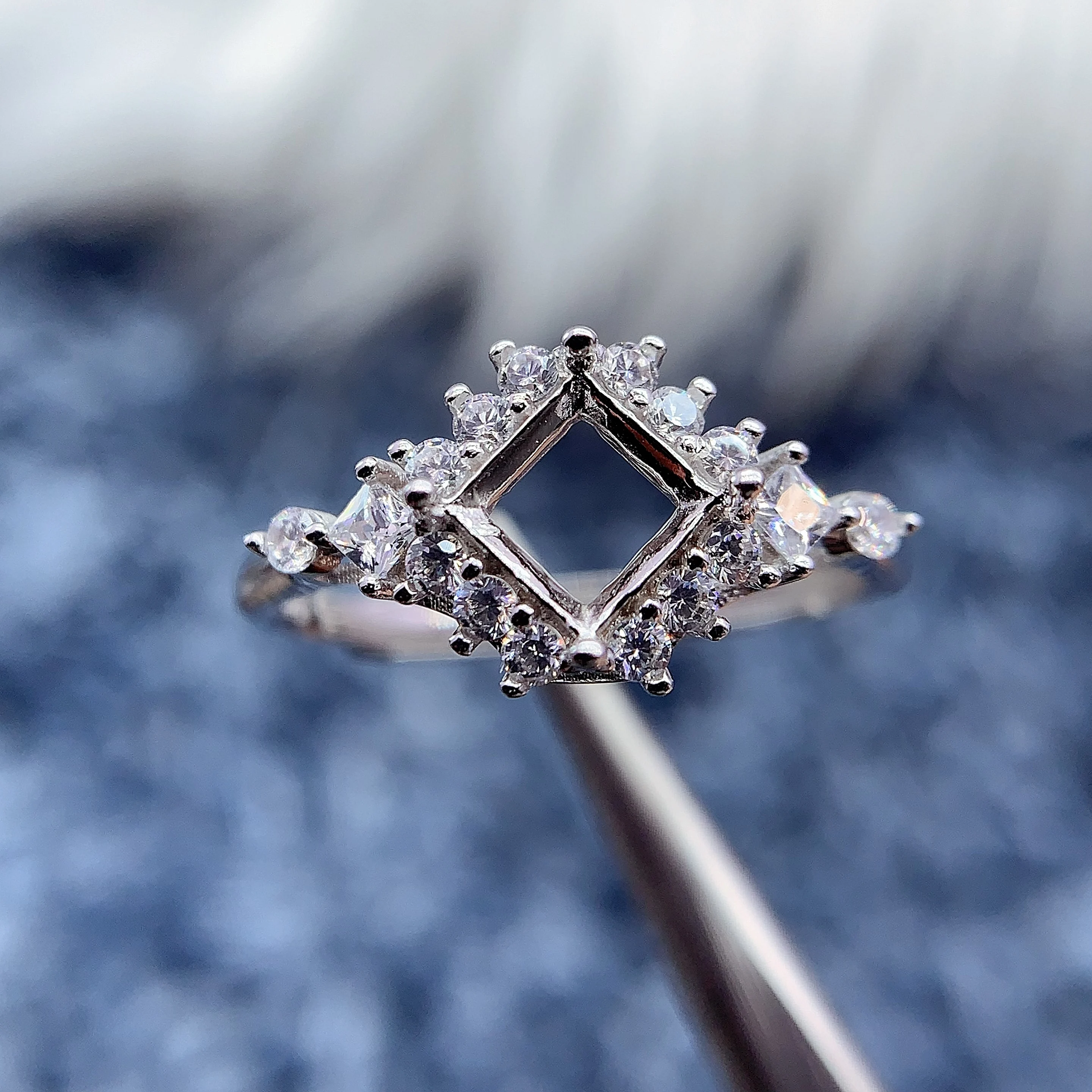 

MeiBaPJ инкрустация квадрат 5*5 мм S925 стерлингового серебра DIY пустое кольцо для женщин подарок тонкий шарм свадебные роскошные ювелирные изделия оптом